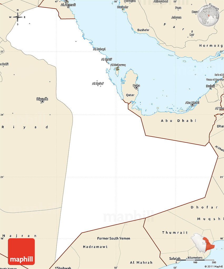 Classic Style Simple Map of Eastern Province