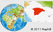 Physical Location Map of Hail, highlighted country