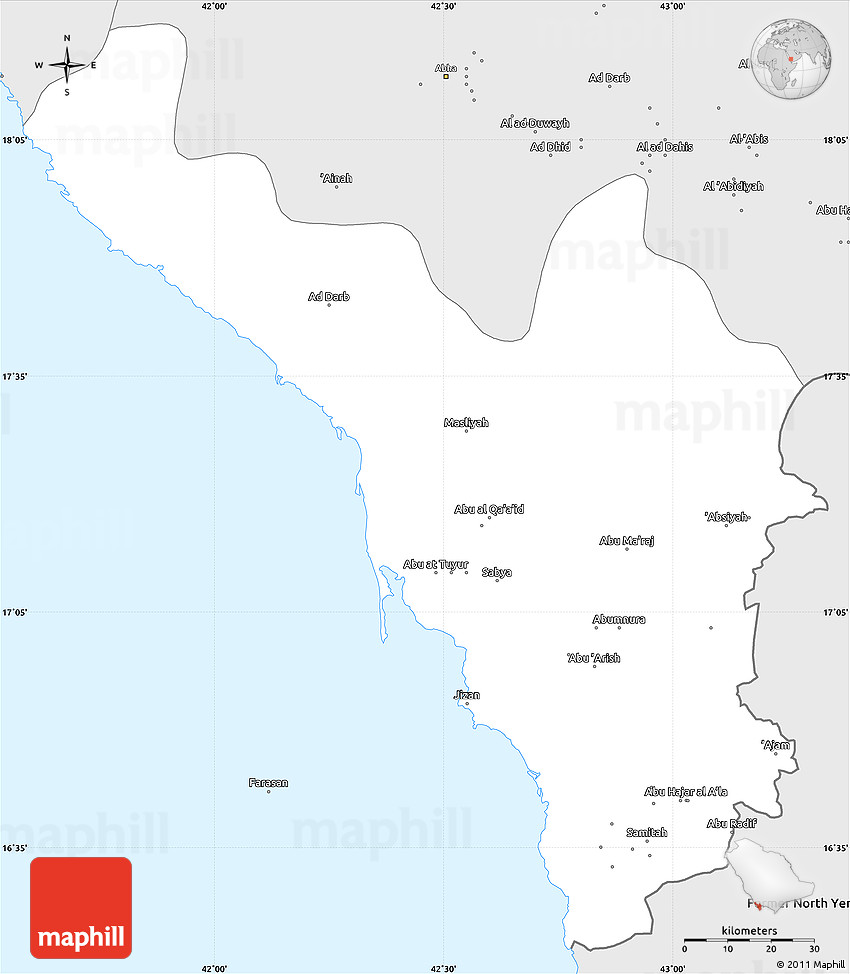 Jizan Map Saudi Arabia Silver Style Simple Map Of Jizan