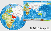 Physical Location Map of Saudi Arabia, highlighted continent, within the entire continent