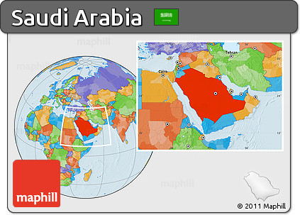 Political Location Map of Saudi Arabia