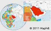 Political Location Map of Saudi Arabia, highlighted continent