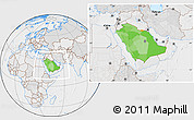 Political Location Map of Saudi Arabia, lighten, desaturated