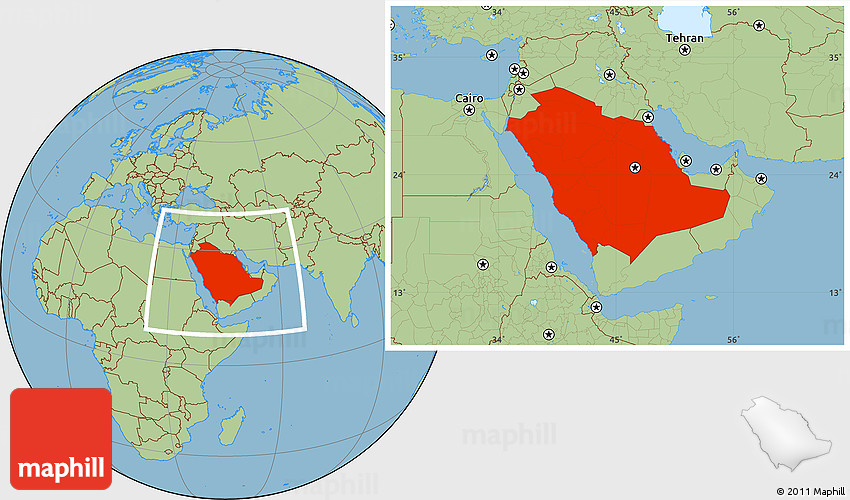 Savanna Style Location Map Of Saudi Arabia