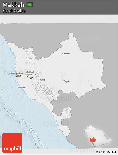 Gray 3D Map of Makkah, single color outside