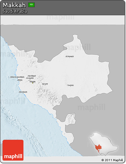 Gray 3D Map of Makkah, single color outside
