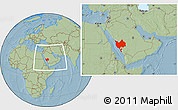 Savanna Style Location Map of Makkah, within the entire country, hill shading