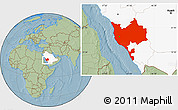 Savanna Style Location Map of Makkah, highlighted country, hill shading