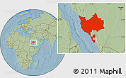Savanna Style Location Map of Makkah, hill shading