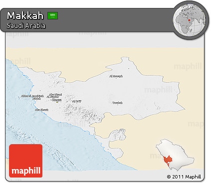 Classic Style Panoramic Map of Makkah, single color outside