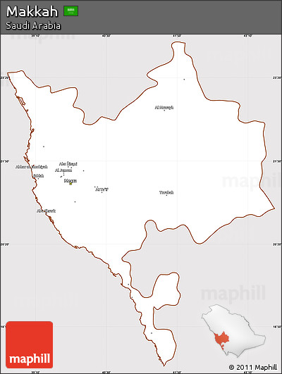 Classic Style Simple Map of Makkah, cropped outside