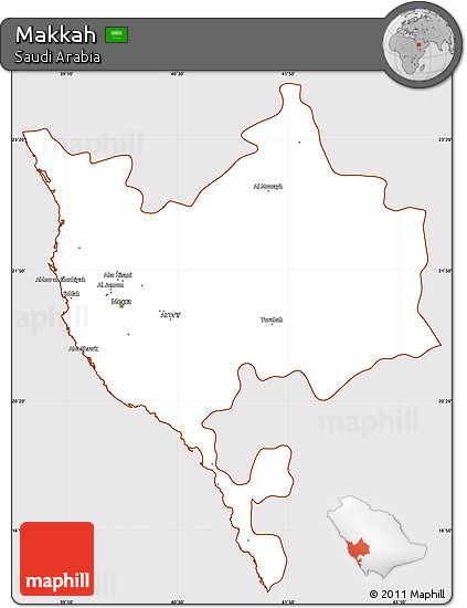 Classic Style Simple Map of Makkah, cropped outside
