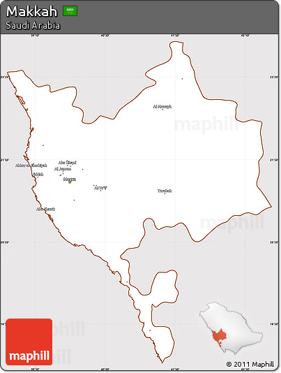Classic Style Simple Map of Makkah, cropped outside