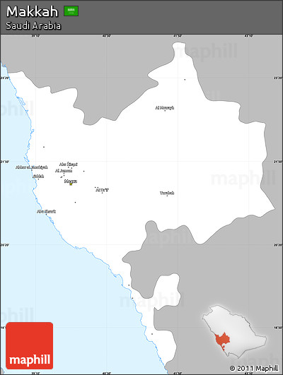 Gray Simple Map of Makkah, single color outside