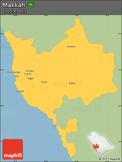 Savanna Style Simple Map of Makkah, single color outside