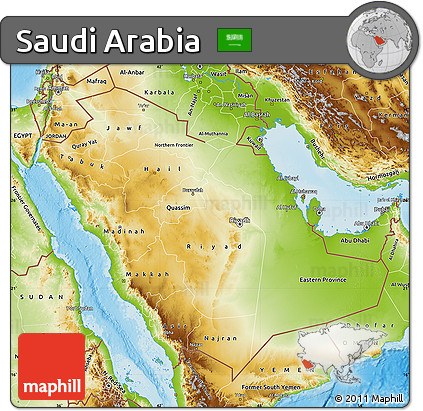 Physical Map of Saudi Arabia