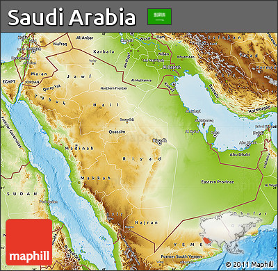 Physical Map of Saudi Arabia