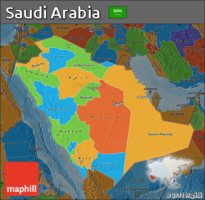 Political Map of Saudi Arabia, darken