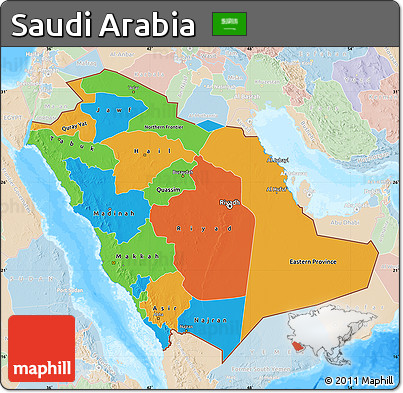 Political Map of Saudi Arabia, lighten, land only