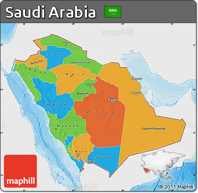 Political Map of Saudi Arabia, single color outside