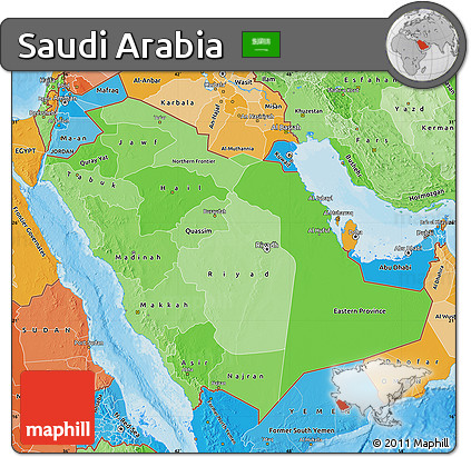 Political Shades Map of Saudi Arabia