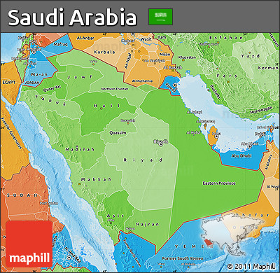 Political Shades Map of Saudi Arabia