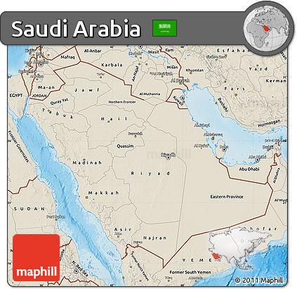 Shaded Relief Map of Saudi Arabia