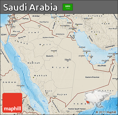 Shaded Relief Map of Saudi Arabia