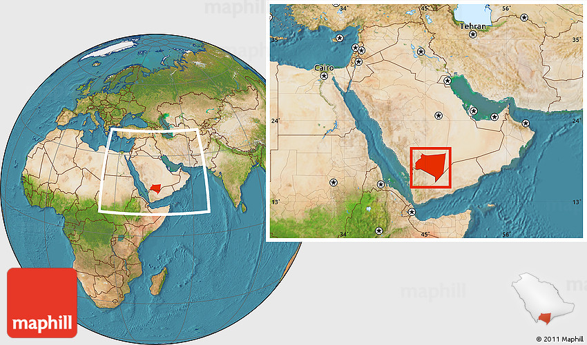 Najran Saudi Arabia Map Satellite Location Map Of Najran, Within The Entire Country