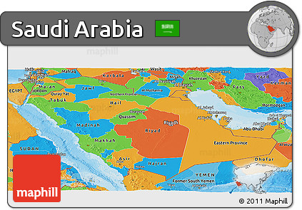 Political Panoramic Map of Saudi Arabia