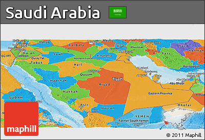 Political Panoramic Map of Saudi Arabia