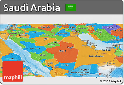 Political Panoramic Map of Saudi Arabia