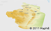 Physical Panoramic Map of Riyad, single color outside