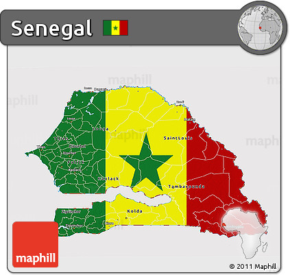 Flag 3D Map of Senegal