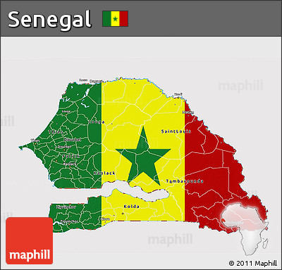 Flag 3D Map of Senegal