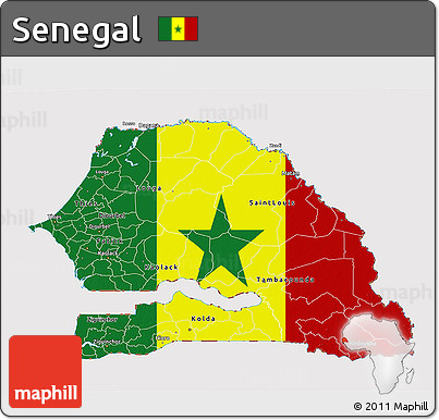 Flag 3D Map of Senegal