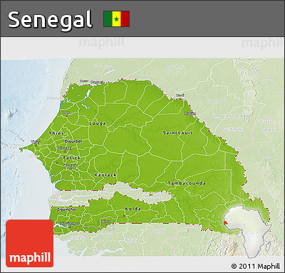 Physical 3D Map of Senegal, lighten