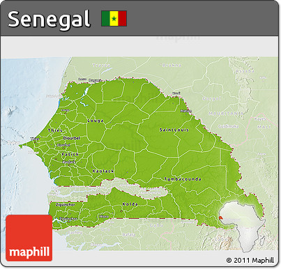 Physical 3D Map of Senegal, lighten