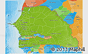 Physical 3D Map of Senegal, political outside