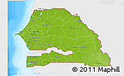 Physical 3D Map of Senegal, single color outside, bathymetry sea