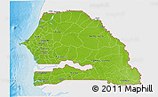 Physical 3D Map of Senegal, single color outside, bathymetry sea, shaded relief sea