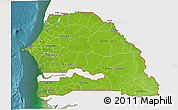Physical 3D Map of Senegal, single color outside, satellite sea