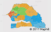 Political 3D Map of Senegal, cropped outside