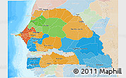 Political 3D Map of Senegal, lighten, land only