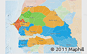 Political 3D Map of Senegal, lighten