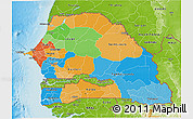 Political 3D Map of Senegal, physical outside