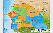 Political 3D Map of Senegal, satellite outside, bathymetry sea