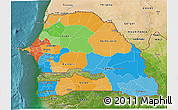 Political 3D Map of Senegal, satellite outside