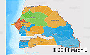 Political 3D Map of Senegal, single color outside, bathymetry sea
