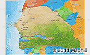 Satellite 3D Map of Senegal, political outside